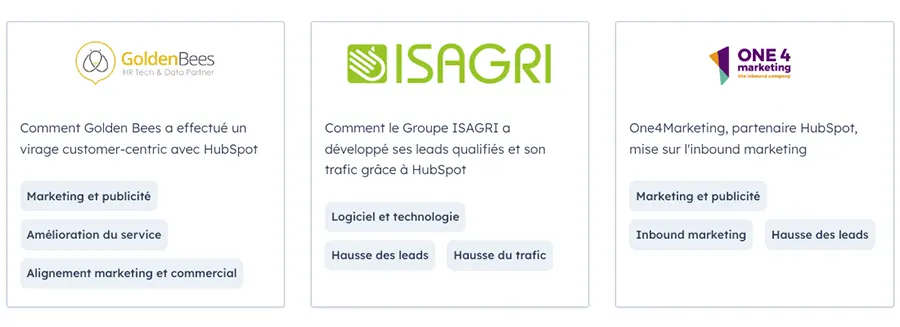 Suite CRM de HubSpot : références clients
