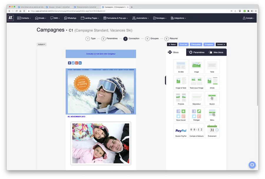 Test d'ActiveTrail : emailing : design d'une campagne d'emailing en drag and drop Test d'ActiveTrail : emailing : design d'une campagne d'emailing en drag and drop