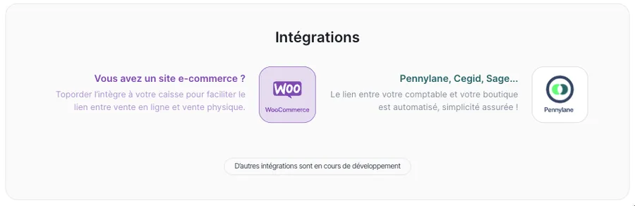 Toporder : intégrations Toporder : intégrations