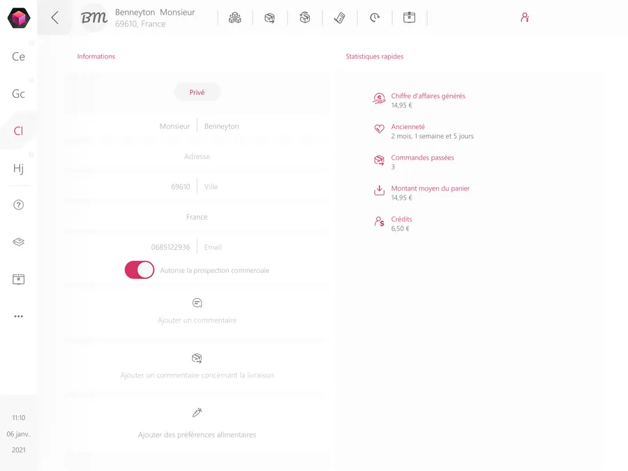 Toporder : interface gestion des clients Toporder : interface gestion des clients