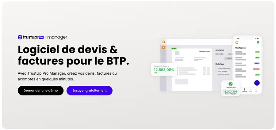TrustUp Pro : fonctionnalités devis & factures