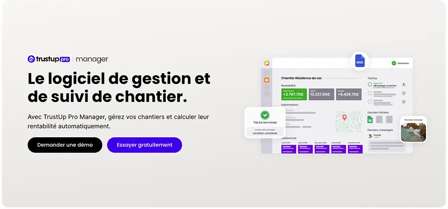TrustUp Pro : fonctionnalités gestion de chantiers