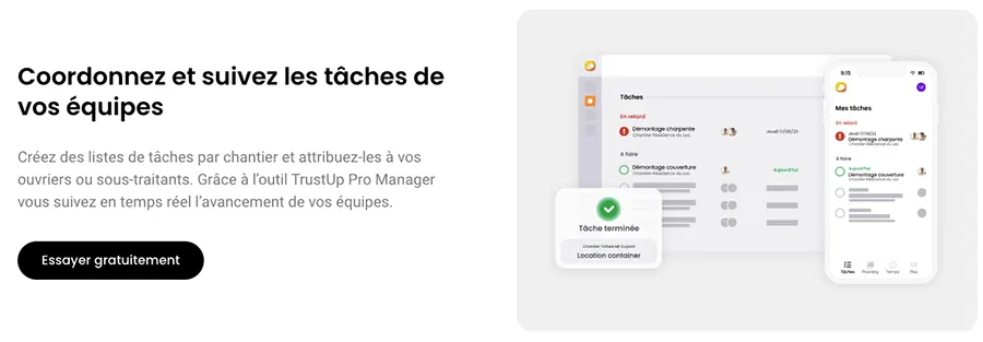 TrustUp Pro : fonctionnalités suivi des ouvriers