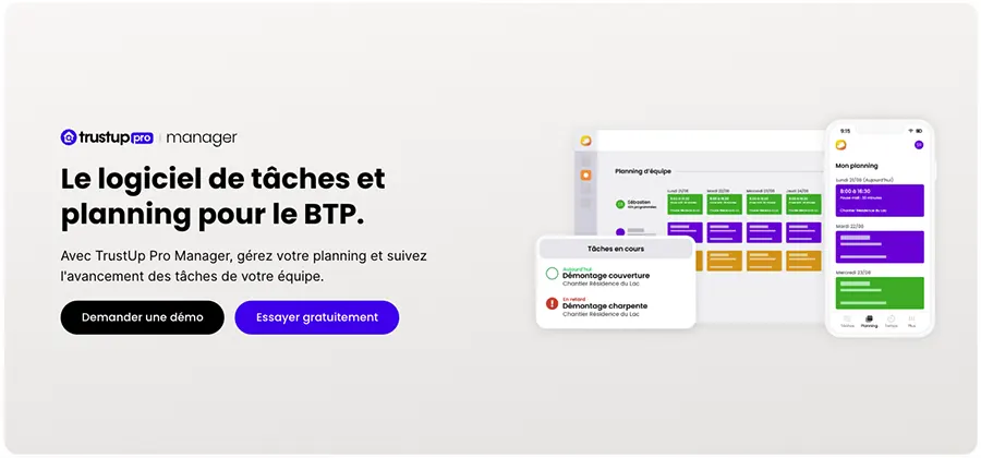 TrustUp Pro : fonctionnalités taches & planning