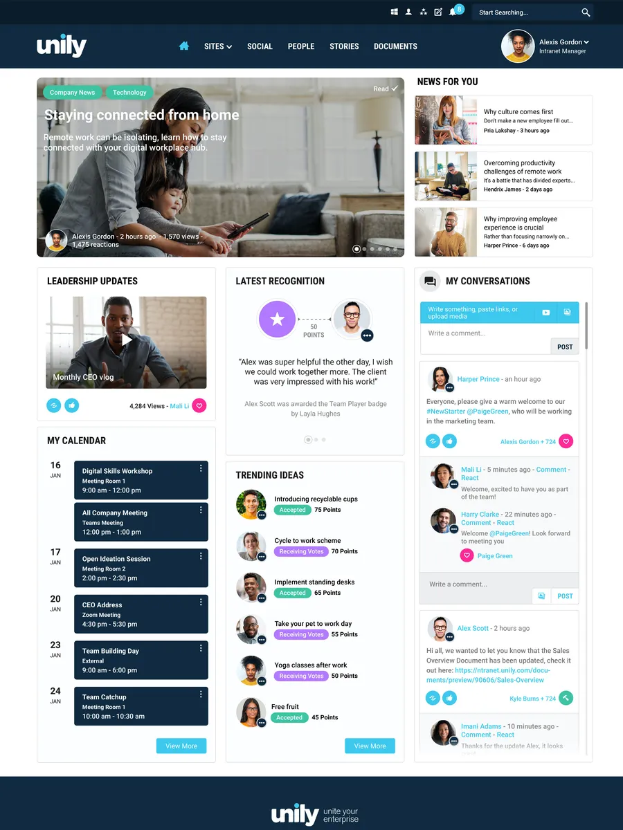 Unily : avis des utilisateurs, avantages & inconvénients de ce logiciel de réseau social d'entreprise Unily : avis des utilisateurs, avantages & inconvénients de ce logiciel de réseau social d'entreprise
