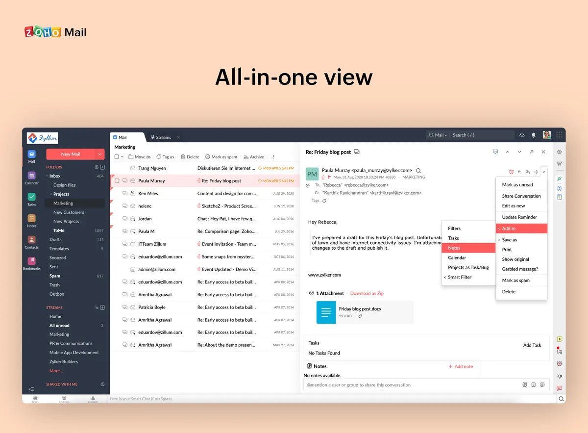Zoho Mail : avis des utilisateurs, avantages & inconvénients de cette messagerie électronique / Webmail Zoho Mail : avis des utilisateurs, avantages & inconvénients de cette messagerie électronique / Webmail