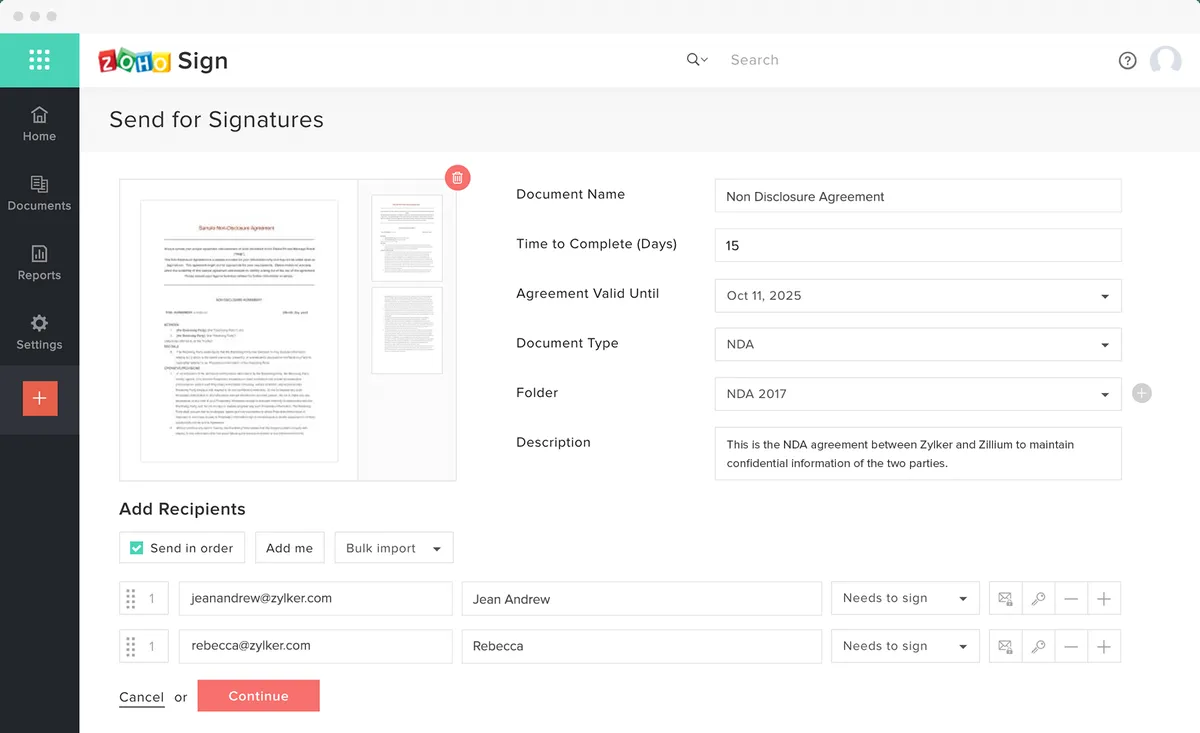 Zoho Sign : avis des utilisateurs, avantages & inconvénients de ce logiciel de signature électronique