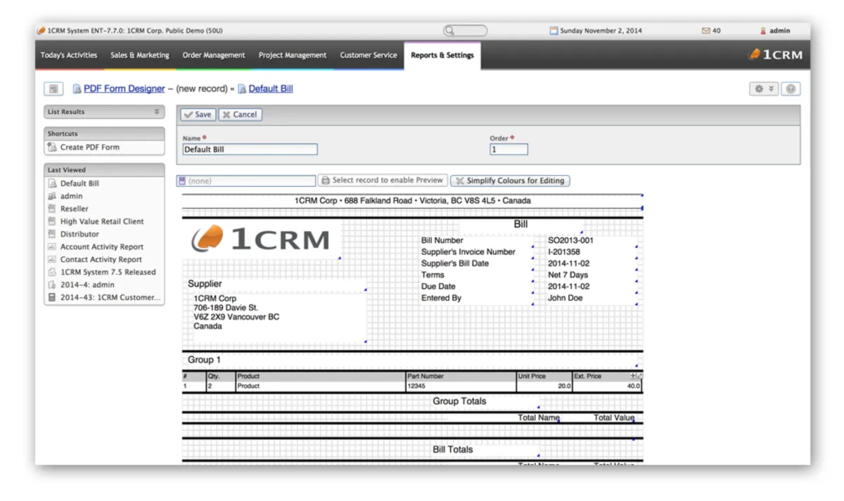 Interface 1CRM: image, ergonomie, alternatives