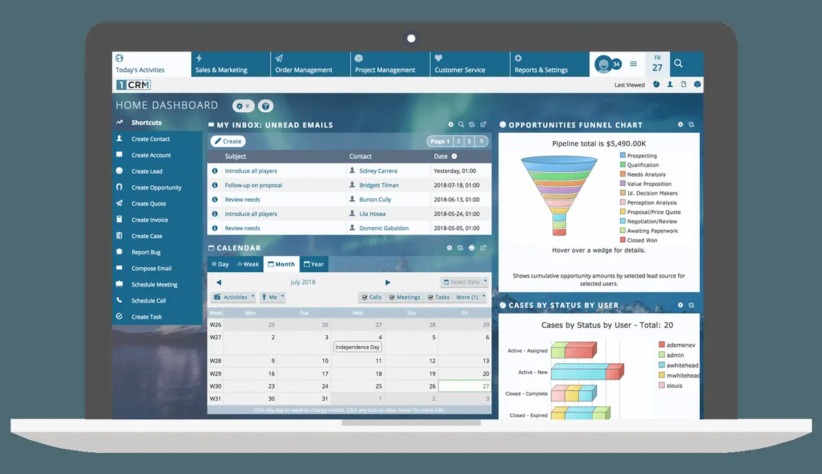 1CRM: avis sur le logiciel CRM: fonctionnalités, avantages, inconvénients et tarifs