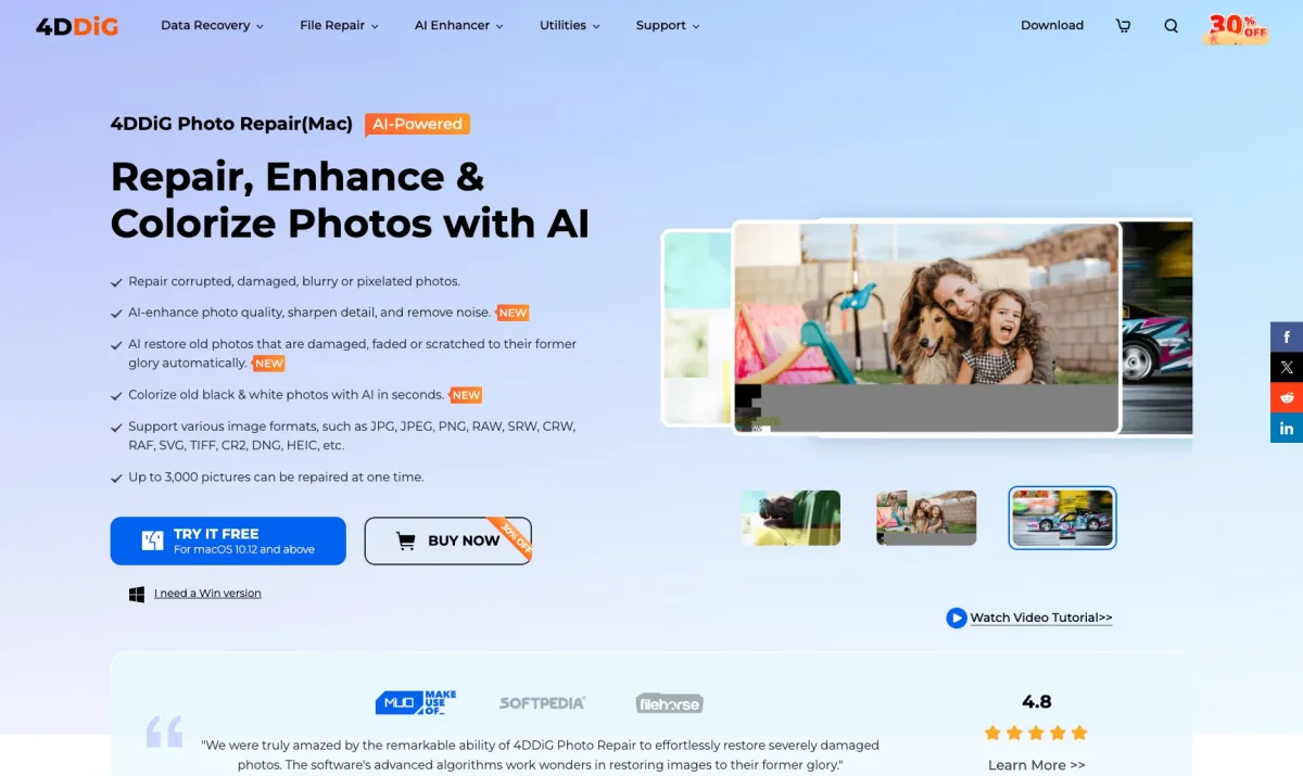 Interface 4DDiG Photo Repair : image, ergonomie, alternatives