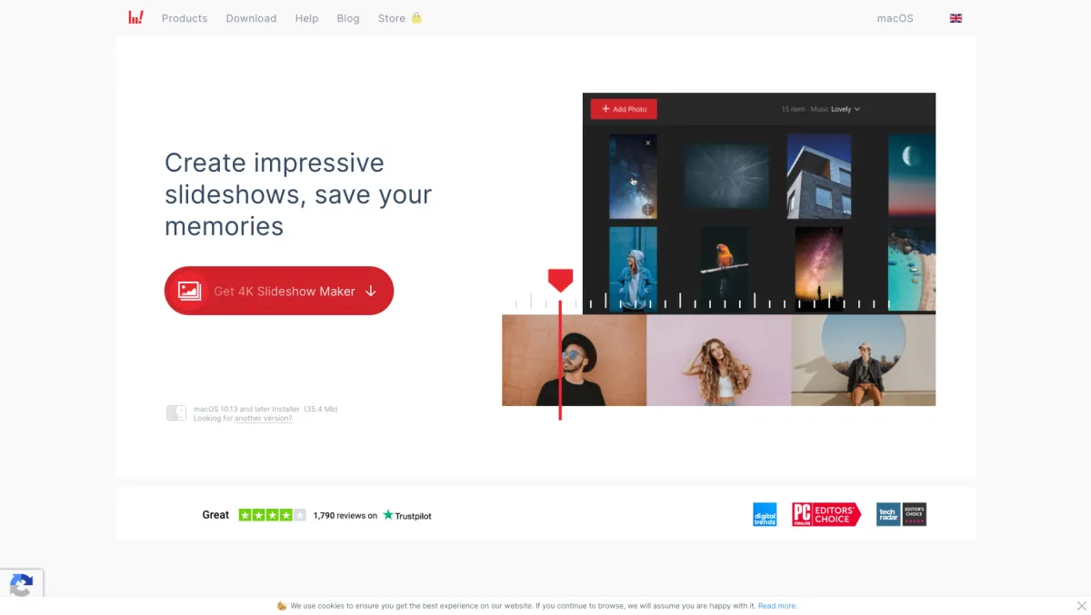 Interface 4K Slideshow Maker : fonctionnalités, prix, alternatives
