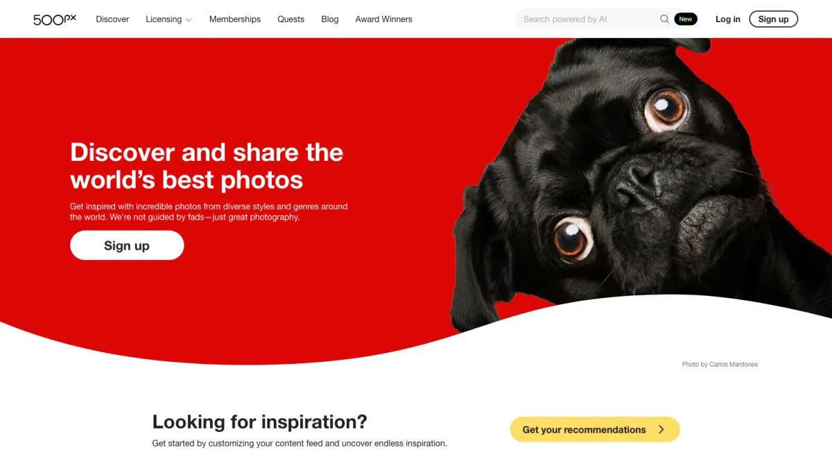 Interface 500px : image, ergonomie, alternatives Interface 500px : image, ergonomie, alternatives