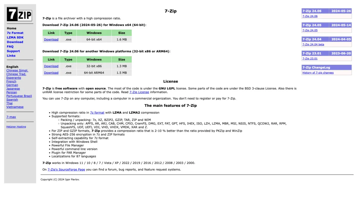 Interface 7-Zip : image, ergonomie, alternatives Interface 7-Zip : image, ergonomie, alternatives