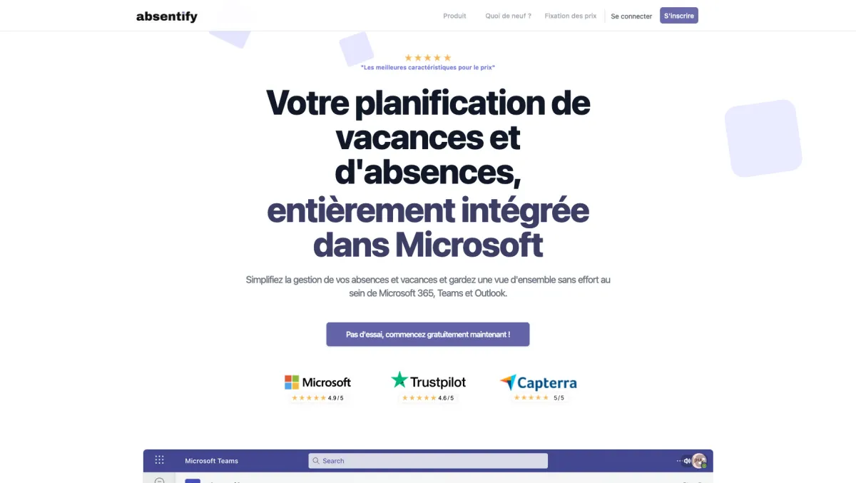 Interface absentify : fonctionnalités, prix, alternatives