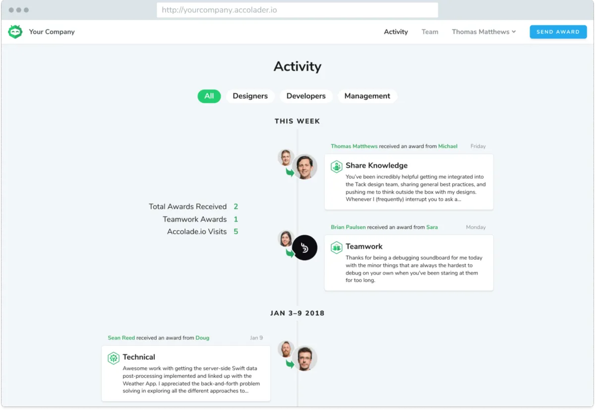Notre avis sur Accolader : un logiciel de reconnaissance des employés à découvrir