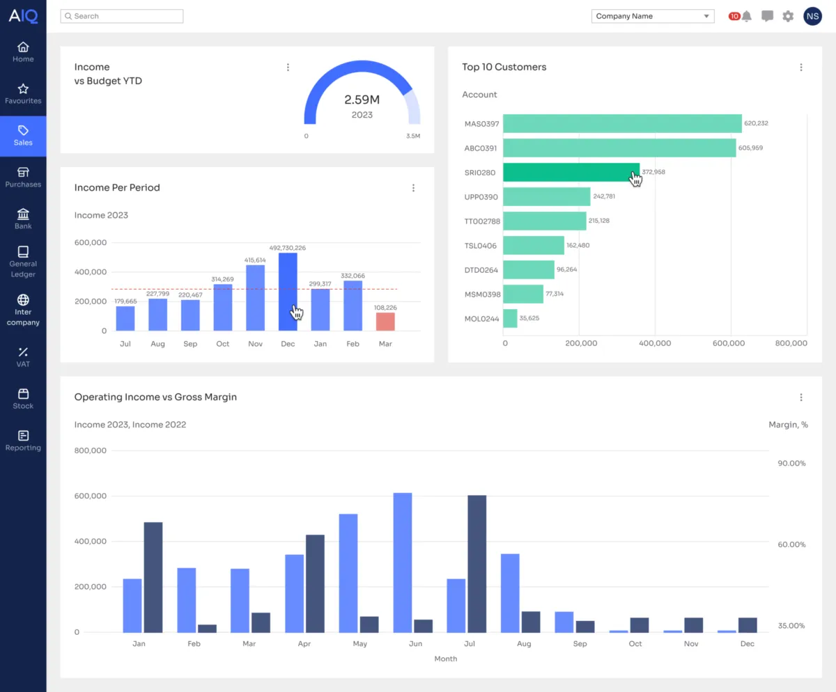 Interface AccountsIQ: image, ergonomie, alternatives