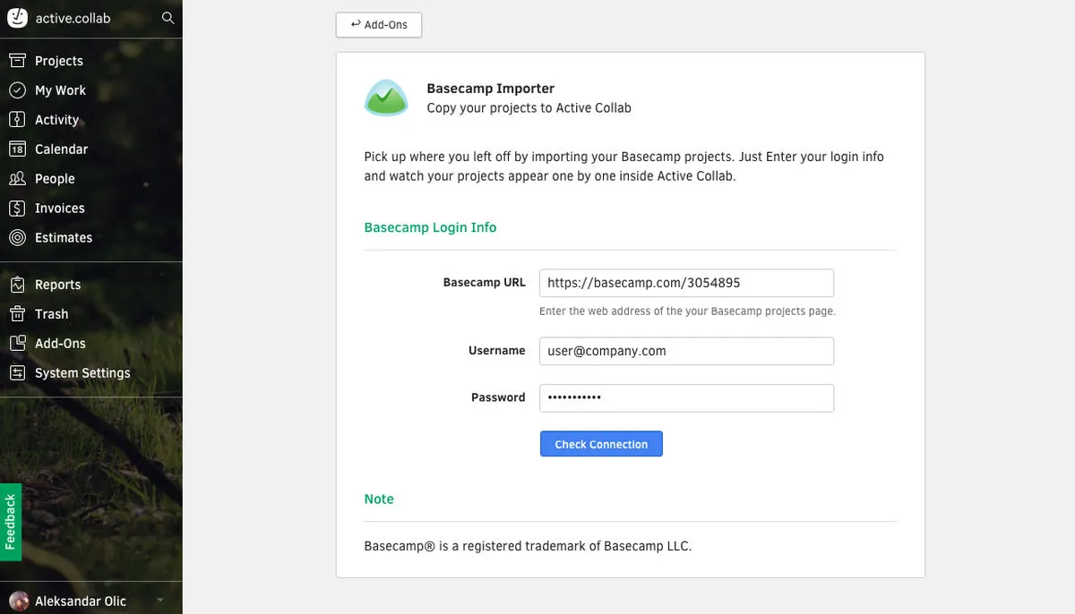 Interface Active Collab: image, ergonomie, alternatives