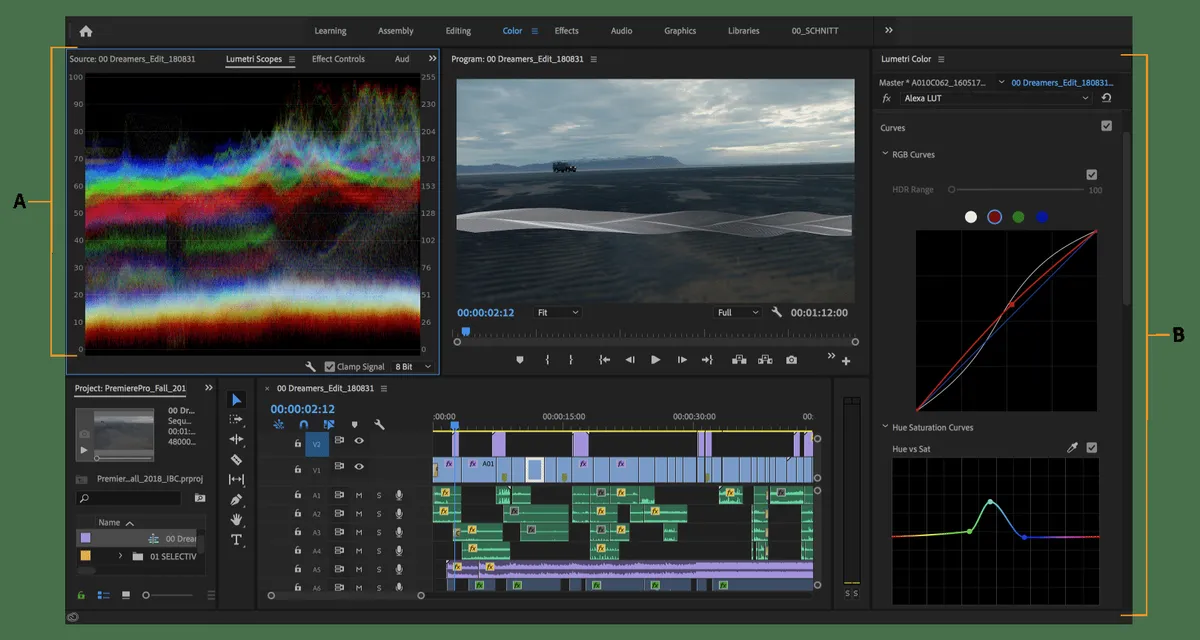 Interface Adobe Premiere Pro: image, ergonomie, alternatives