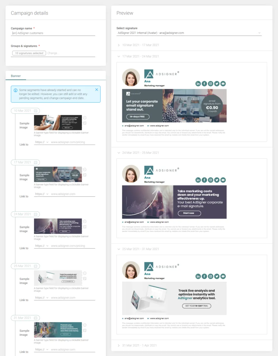 Interface AdSigner: fonctionnalités, prix, alternatives