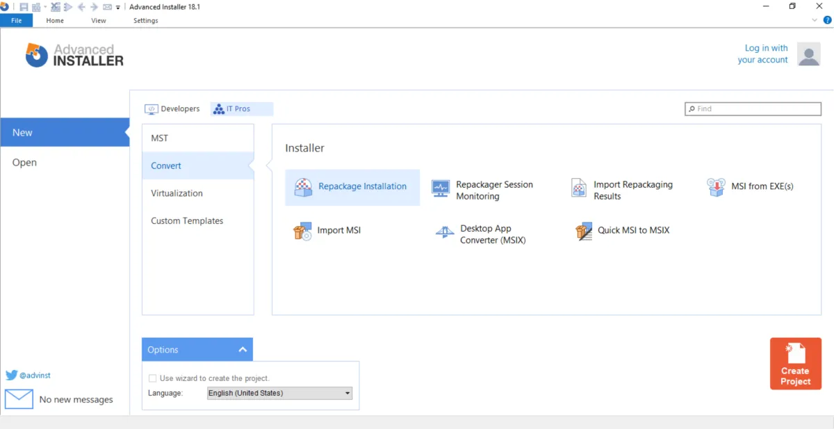 Interface Advanced Installer: fonctionnalités, prix, alternatives