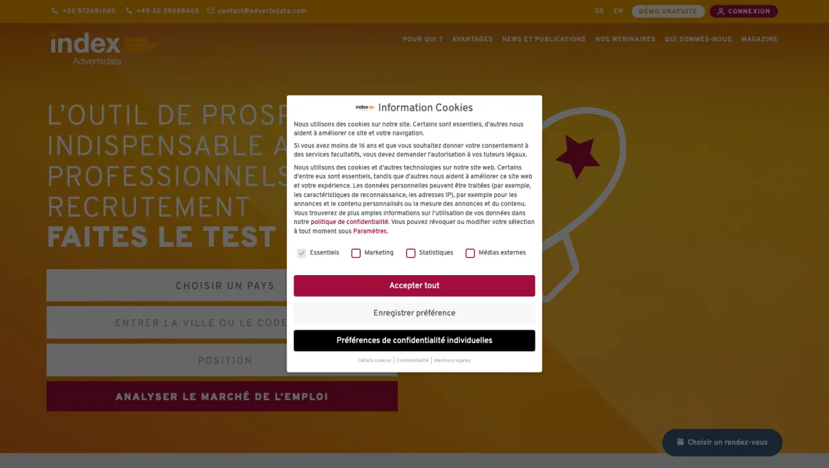 Interface Advertsdata : fonctionnalités, prix, alternatives