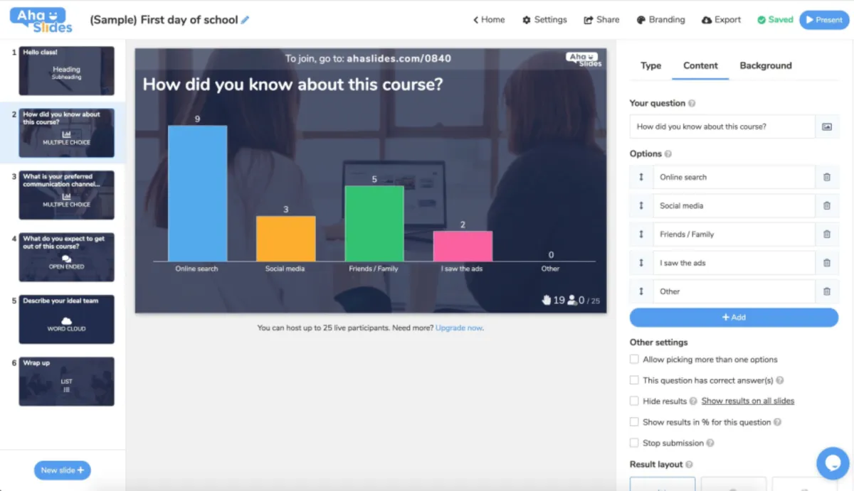 Notre avis sur AhaSlides : un logiciel de présentation à découvrir