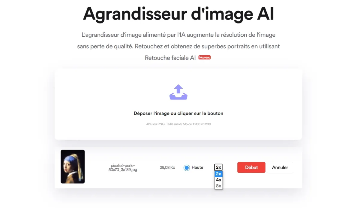 AI Image Enlarger est un logiciel d'optimisation d'images populaire qui existe en version gratuite ou payante (à partir de 4 €) AI Image Enlarger est un logiciel d'optimisation d'images populaire qui existe en version gratuite ou payante (à partir de 4 €)