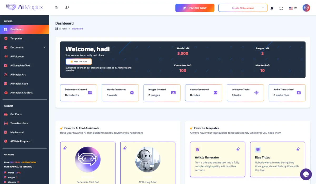 Interface AI Magicx: fonctionnalités, prix, alternatives