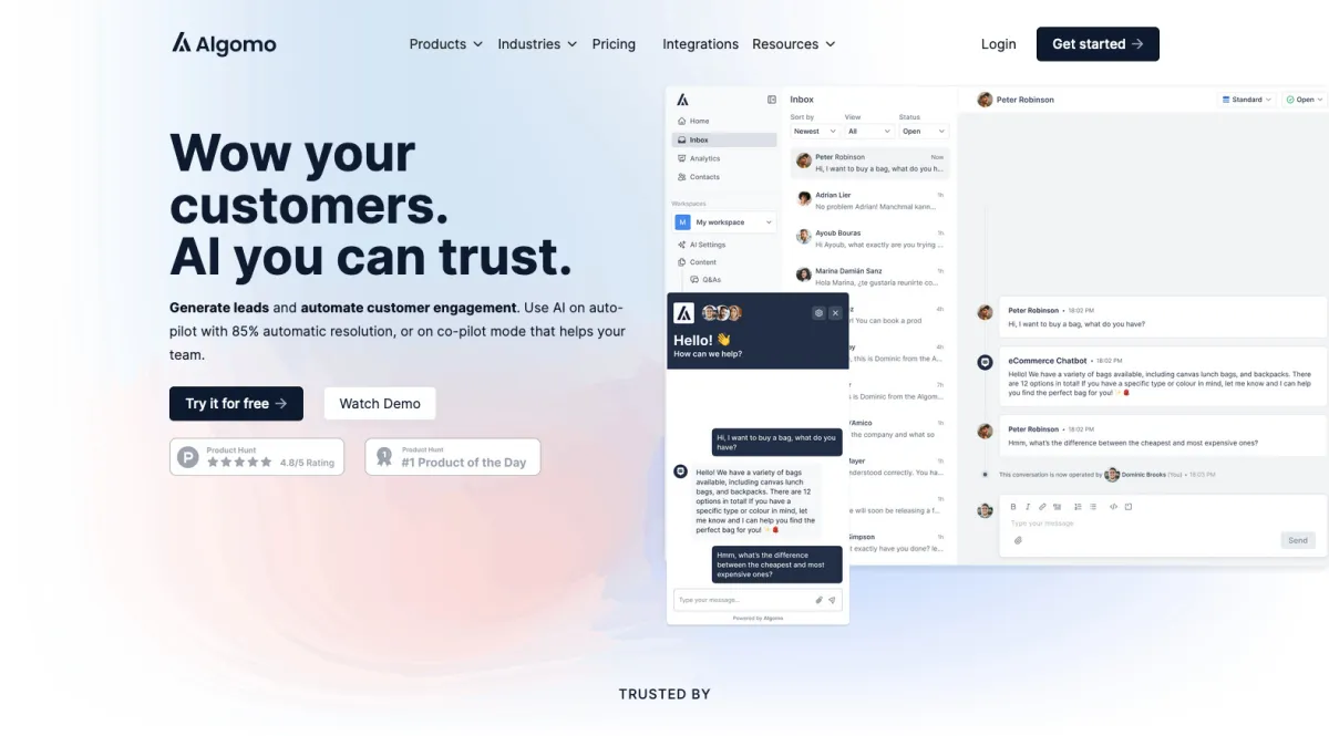 Interface Algomo : image, ergonomie, alternatives