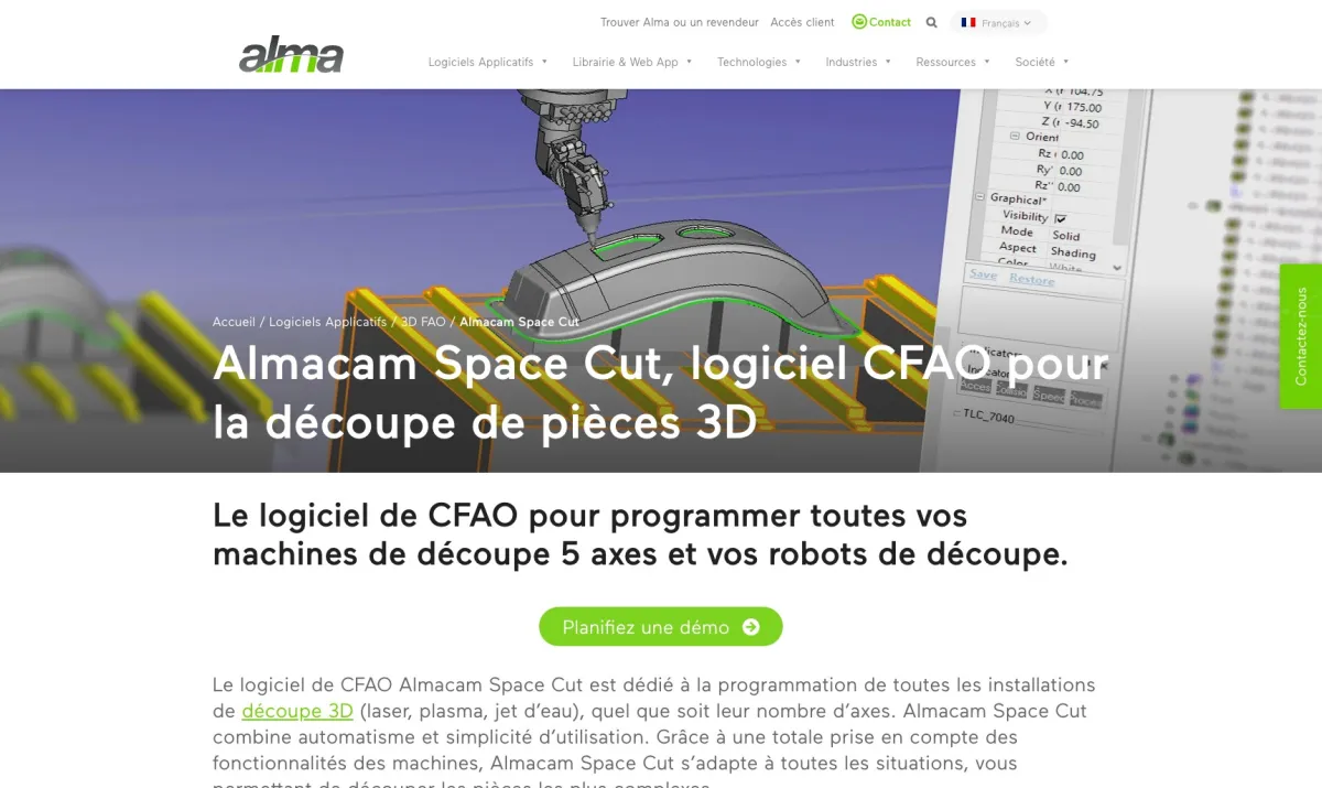 Interface AlmaCAM Space Cut : fonctionnalités, prix, alternatives