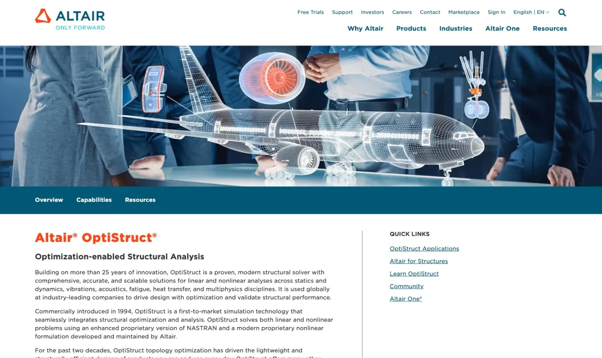 Interface Altair OptiStruct : image, ergonomie, alternatives