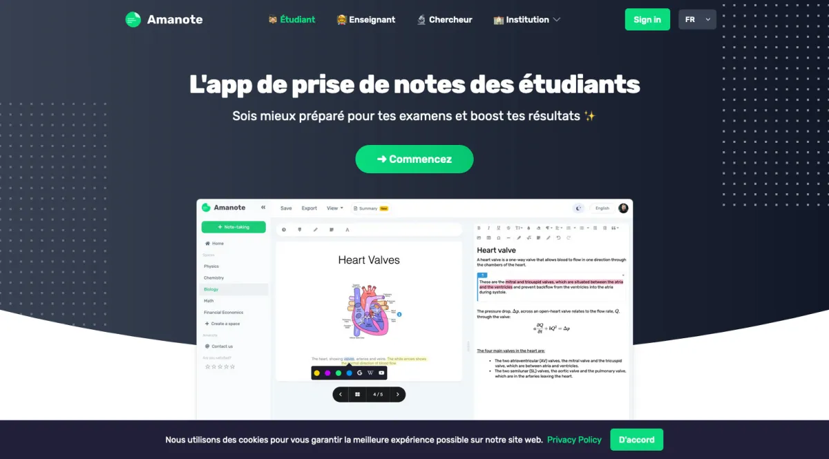 Interface Amanote : fonctionnalités, prix, alternatives