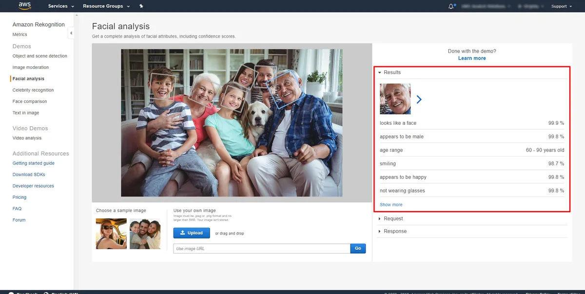 Amazon AWS Rekognition est un logiciel de reconnaissance d'images populaire qui existe en version gratuite ou payante (à partir de 0,1 €) Amazon AWS Rekognition est un logiciel de reconnaissance d'images populaire qui existe en version gratuite ou payante (à partir de 0,1 €)