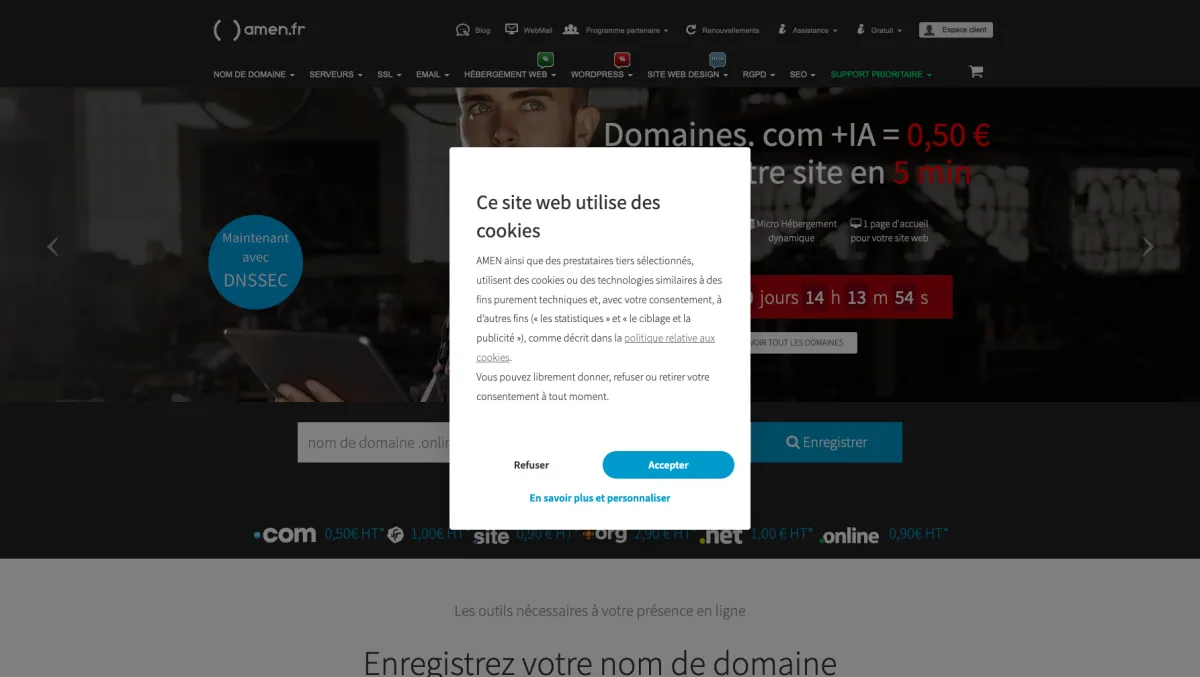 Notre avis sur Amen.fr : un hébergeur web et gestionnaire de domaines à découvrir
