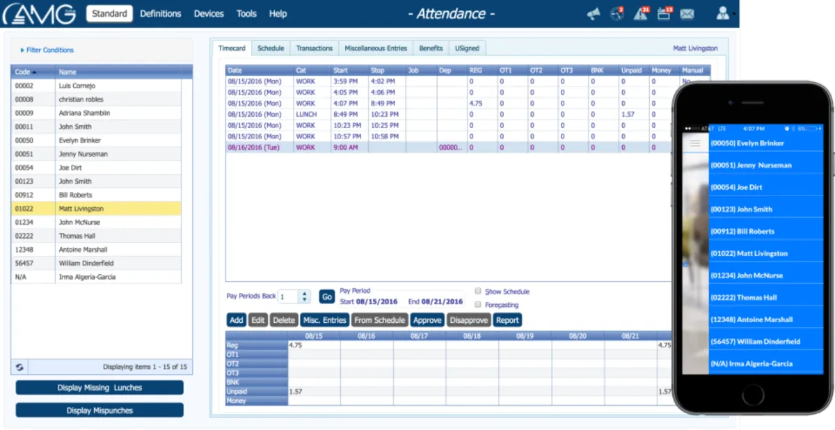Interface AMGtime: fonctionnalités, prix, alternatives
