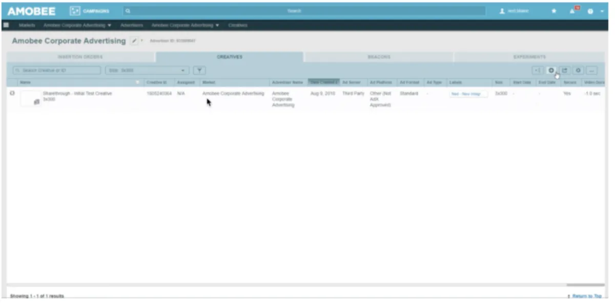 Interface Amobee: fonctionnalités, prix, alternatives