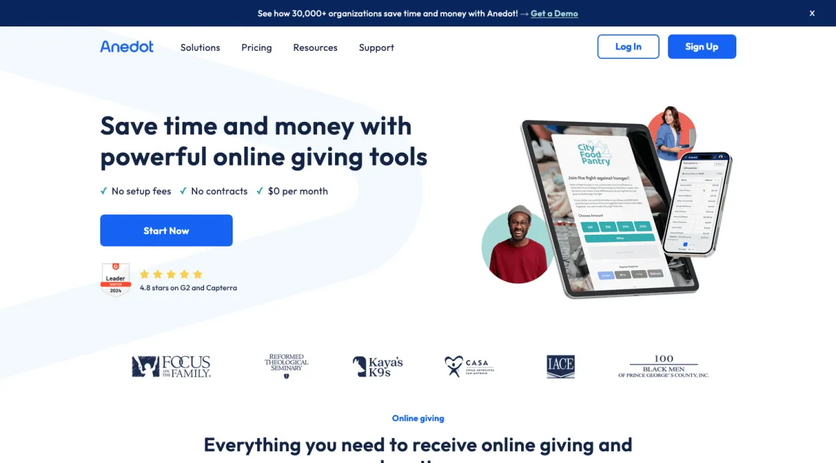 Interface Anedot : fonctionnalités, prix, alternatives