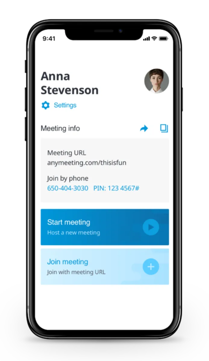 Interface AnyMeeting: fonctionnalités, prix, alternatives