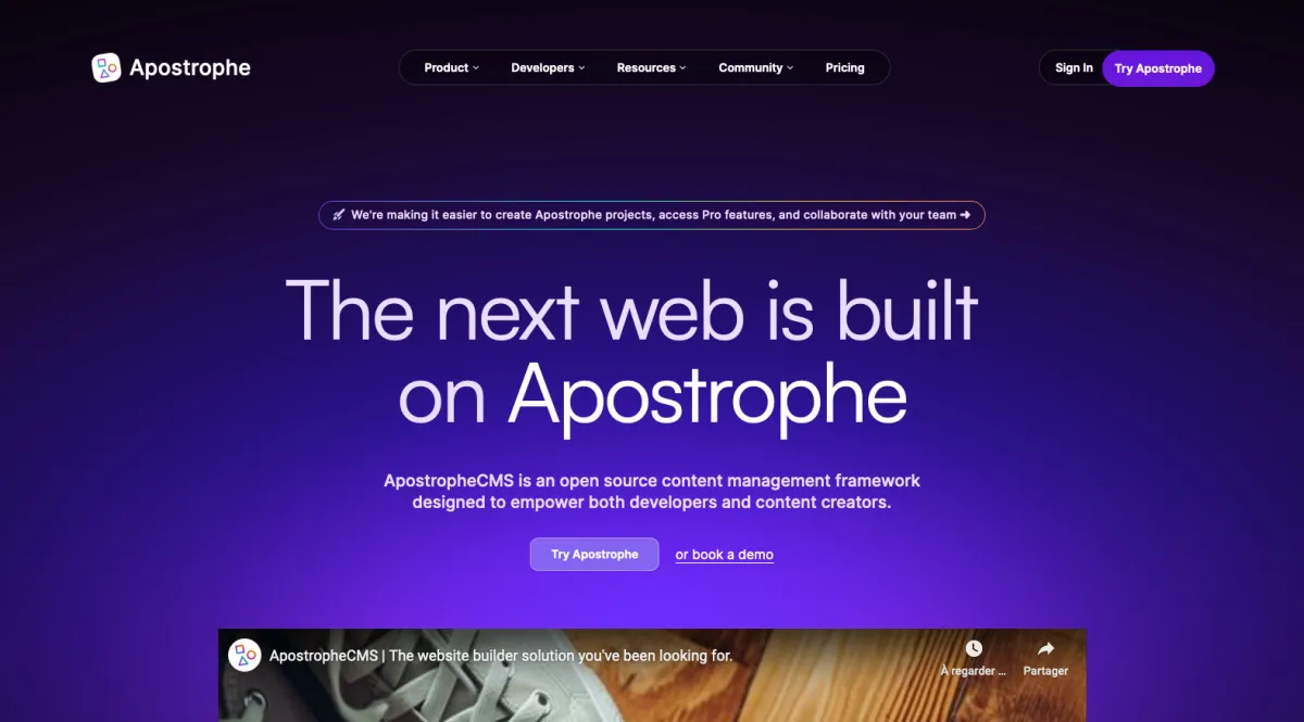Interface ApostropheCMS : fonctionnalités, prix, alternatives