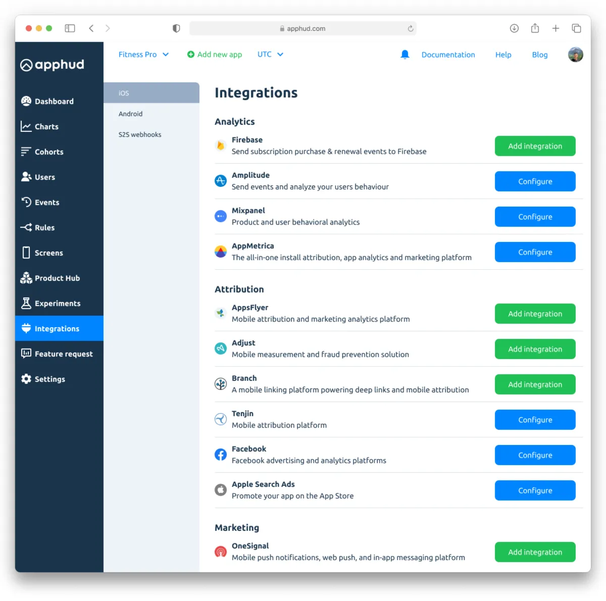 Interface Apphud: fonctionnalités, prix, alternatives