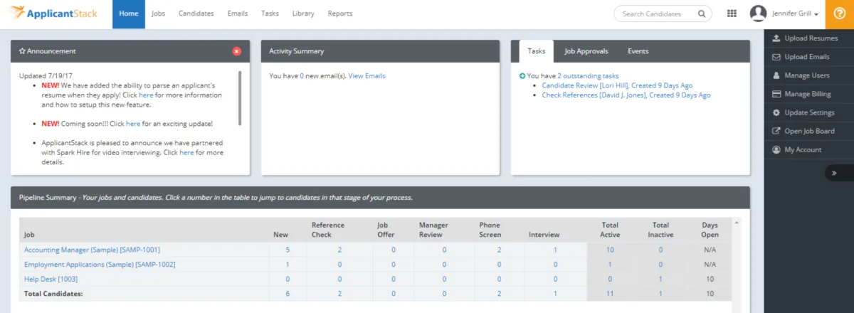 Interface ApplicantStack: fonctionnalités, prix, alternatives