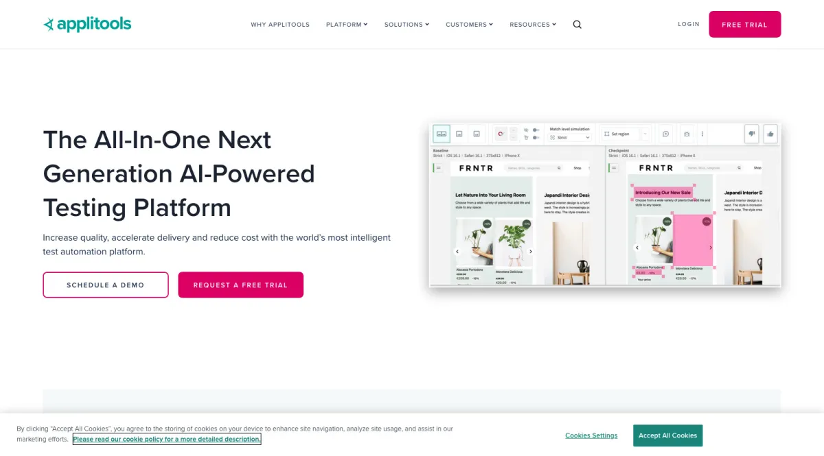 Interface Applitools : image, ergonomie, alternatives