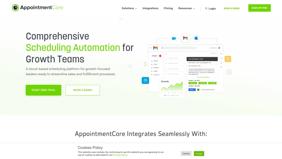 Interface AppointmentCore : fonctionnalités, prix, alternatives