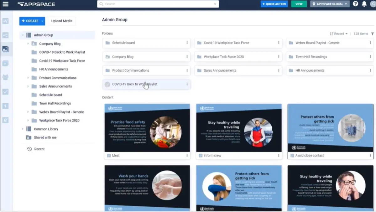 Interface Appspace: fonctionnalités, prix, alternatives