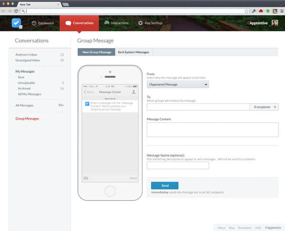 Interface Apptentive: fonctionnalités, prix, alternatives