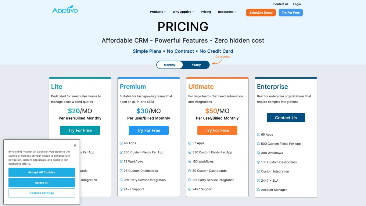 Interface Apptivo CRM : image, ergonomie, alternatives