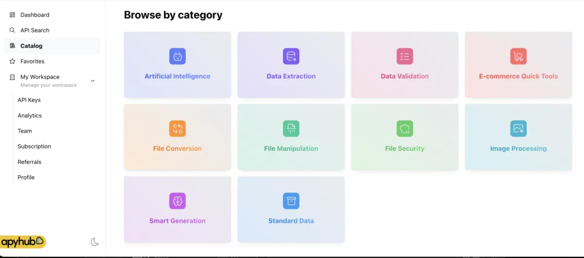 Interface ApyHub: fonctionnalités, prix, alternatives Interface ApyHub: fonctionnalités, prix, alternatives