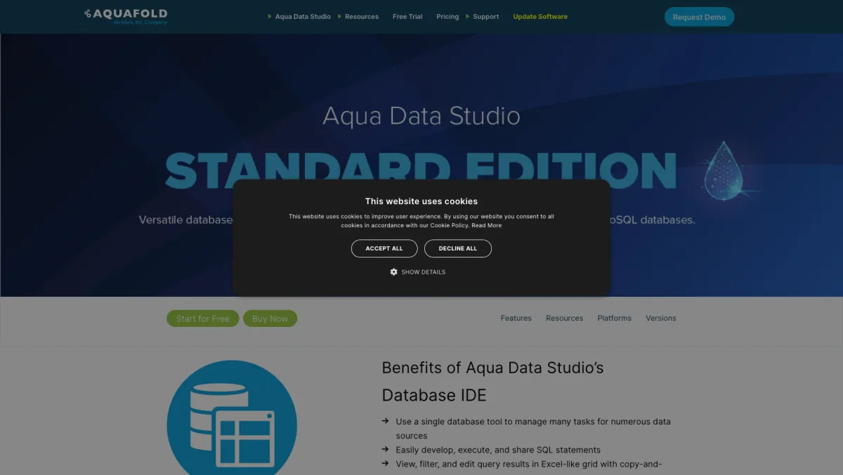 Interface Aqua Data Studio : fonctionnalités, prix, alternatives