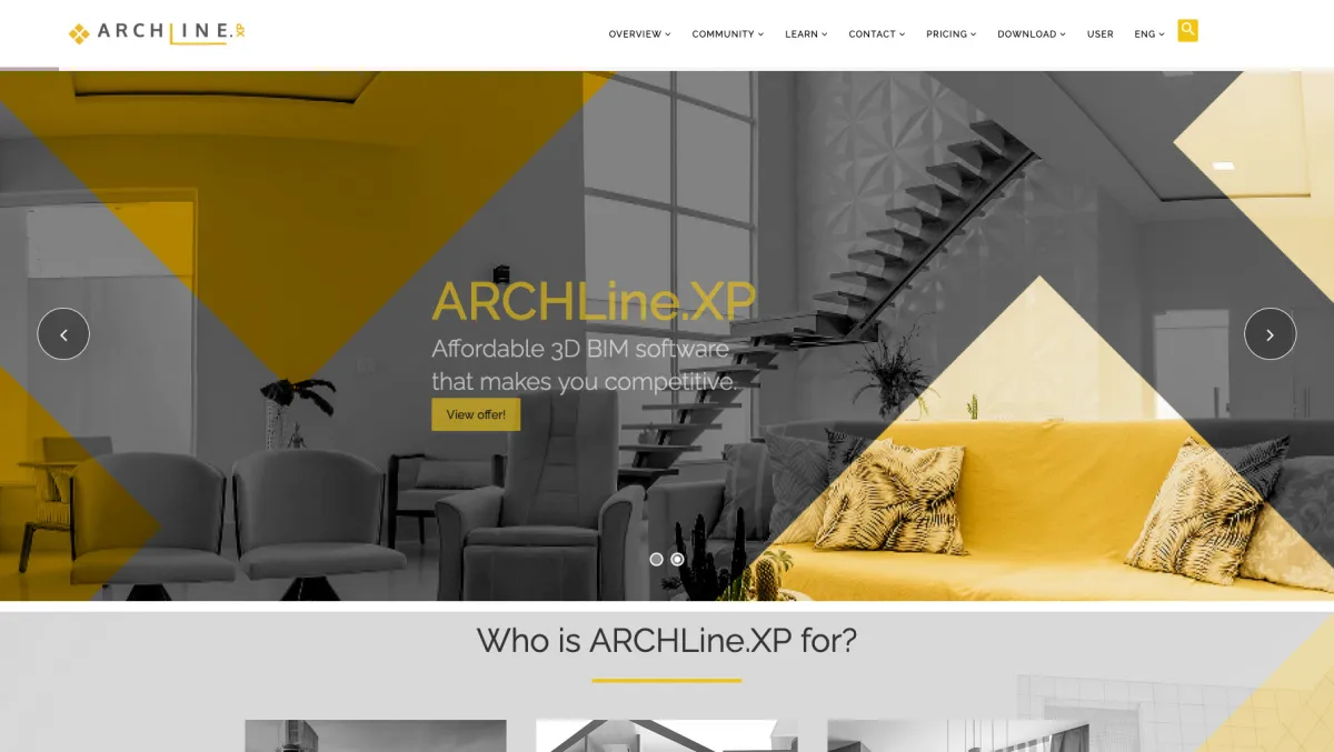 Interface ARCHLine.XP : fonctionnalités, prix, alternatives