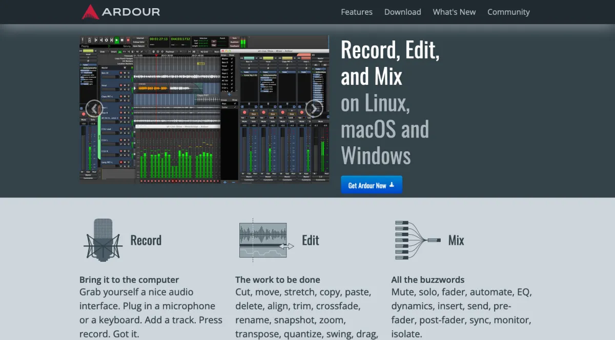 Interface Ardour : fonctionnalités, prix, alternatives
